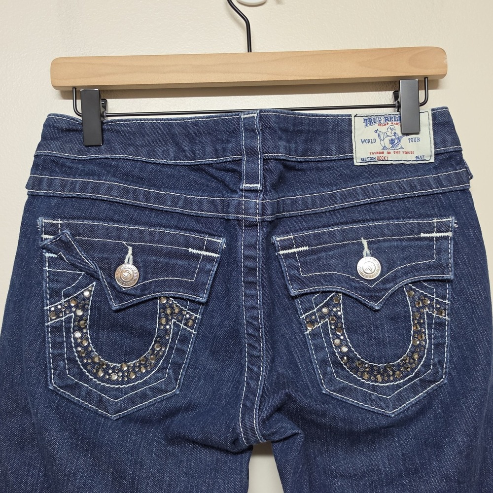 True Religion Womens Becky Low Rise Y2K Embellished Bling Bootcut‎ Jeans Sz 27